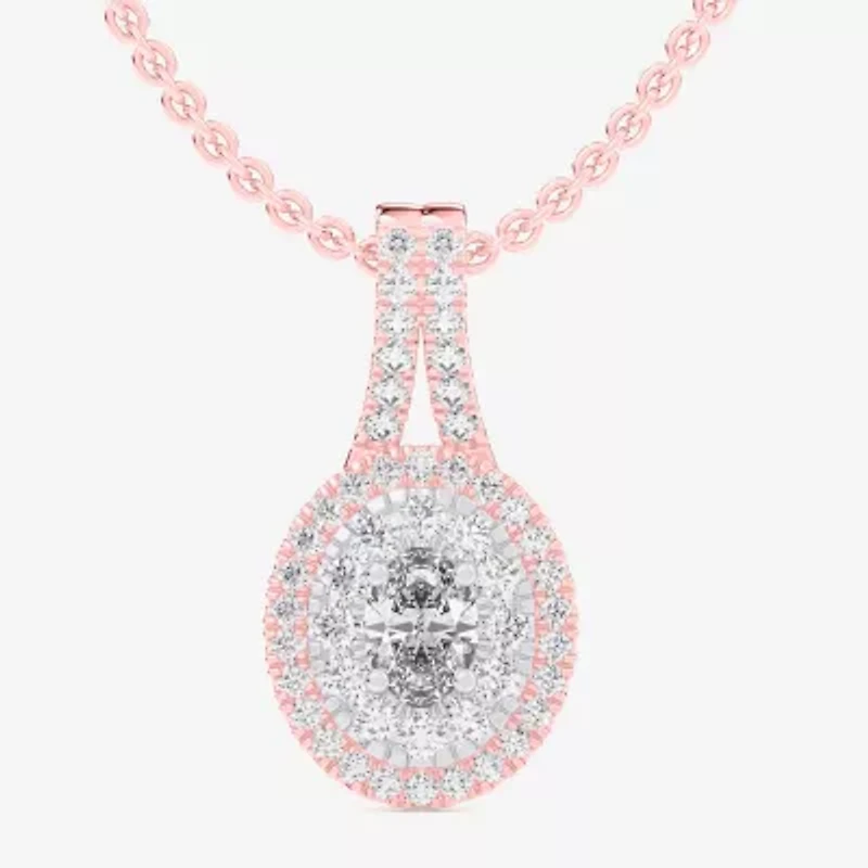 (G-H / Vs1-Vs2) Womens 1/2 CT. T.W. Lab Grown White Diamond 10K White, Yellow, or Rose Gold Oval Pendant Necklace