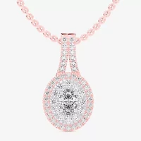 (G-H / Vs1-Vs2) Womens 1/2 CT. T.W. Lab Grown White Diamond 10K White, Yellow, or Rose Gold Oval Pendant Necklace