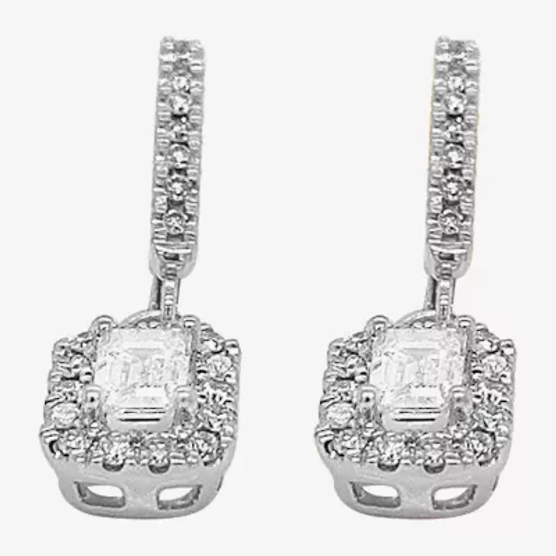 (G-H / Vs1-Vs2) Womens 1 1/2 CT. T.W. Lab Grown White Diamond 10K White Gold Drop Earrings