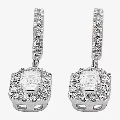 (G-H / Vs1-Vs2) Womens 1 1/2 CT. T.W. Lab Grown White Diamond 10K White Gold Drop Earrings