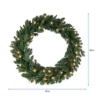 Kurt Adler 30-Inch Pre-Lit Clear Jackson Pine Wreath