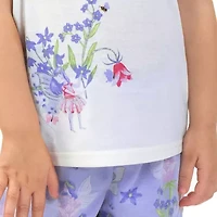 Dots & Dreams Toddler Girls Round Neck Short Sleeve 4-pc. Pajama Sets