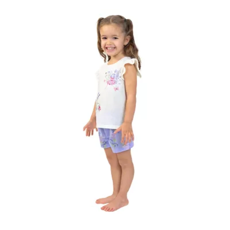 Dots & Dreams Toddler Girls Round Neck Short Sleeve 4-pc. Pajama Sets