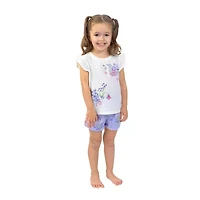 Dots & Dreams Toddler Girls Round Neck Short Sleeve 4-pc. Pajama Sets