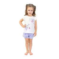 Dots & Dreams Toddler Girls Round Neck Short Sleeve 4-pc. Pajama Sets