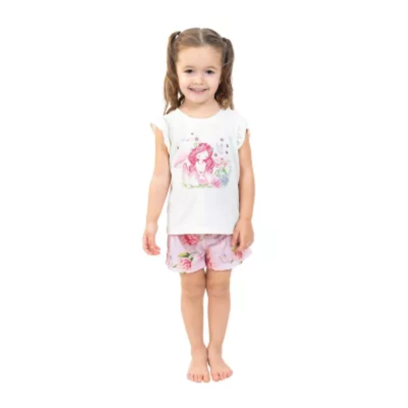 Dots & Dreams Toddler Girls Round Neck Short Sleeve 4-pc. Pajama Sets