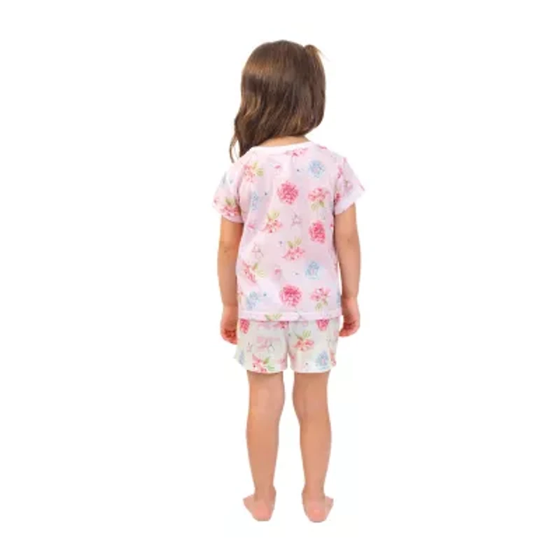 Dots & Dreams Toddler Girls Round Neck Short Sleeve 4-pc. Pajama Sets