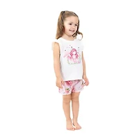 Dots & Dreams Toddler Girls Round Neck Short Sleeve 4-pc. Pajama Sets