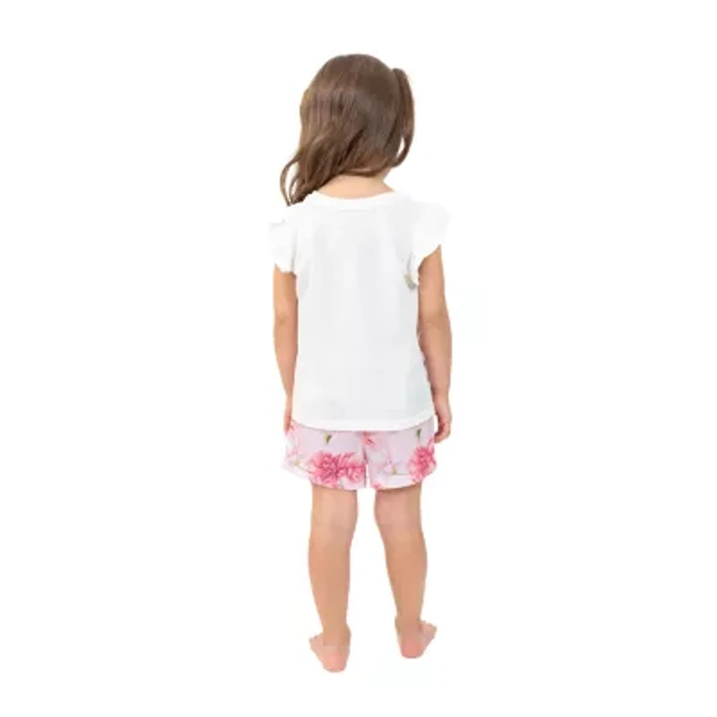 Dots & Dreams Toddler Girls Round Neck Short Sleeve 4-pc. Pajama Sets