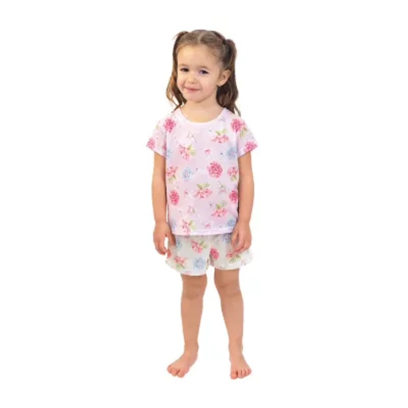 Dots & Dreams Toddler Girls Round Neck Short Sleeve 4-pc. Pajama Sets