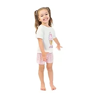 Dots & Dreams Toddler Girls Round Neck Short Sleeve 2-pc. Pajama Sets