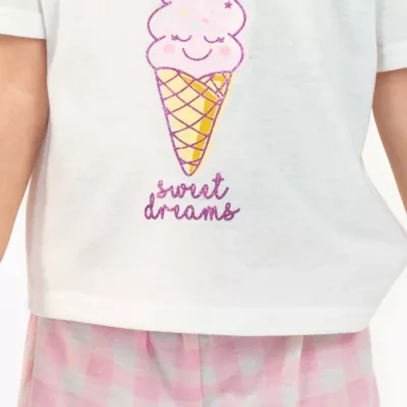 Dots & Dreams Toddler Girls Round Neck Short Sleeve 2-pc. Pajama Sets