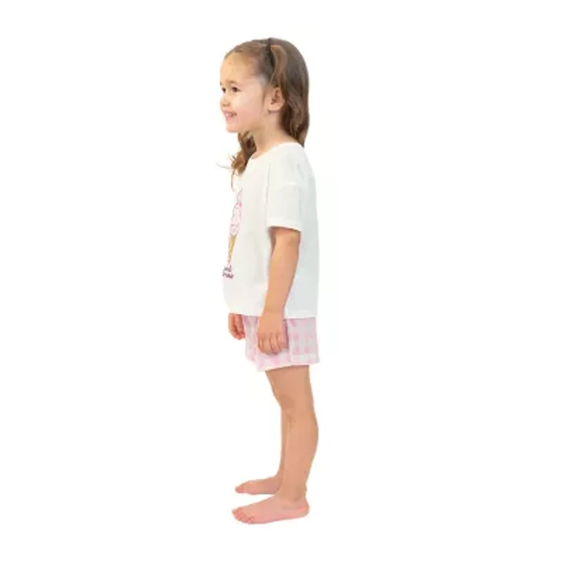 Dots & Dreams Toddler Girls Round Neck Short Sleeve 2-pc. Pajama Sets
