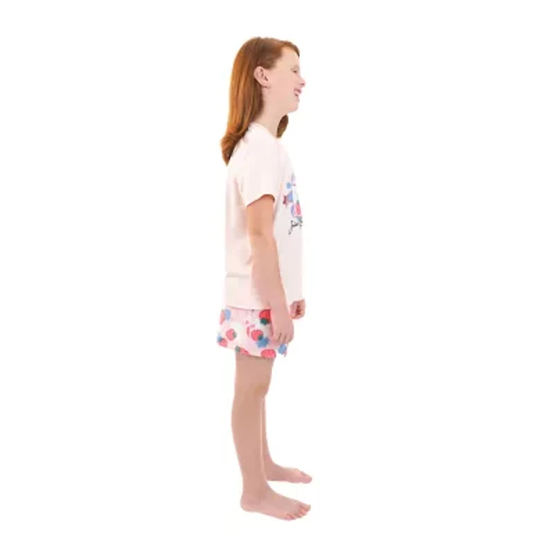 Dots & Dreams Little Big Kid Girls Satin Round Neck Short Sleeve 2-pc. Pajama Sets