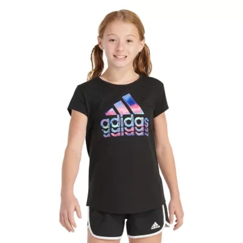 adidas Big Kid Girls Crew Neck Short Sleeve Regular Fit Graphic T-Shirt