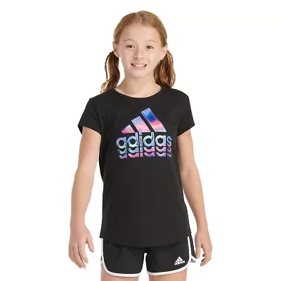 adidas Big Kid Girls Crew Neck Short Sleeve Regular Fit Graphic T-Shirt