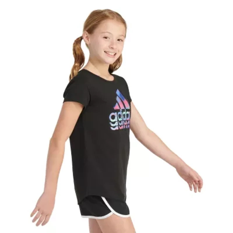 adidas Big Kid Girls Crew Neck Short Sleeve Regular Fit Graphic T-Shirt