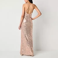 Radiante Couture Womens Sleeveless Sequin Juniors Bodycon Dress