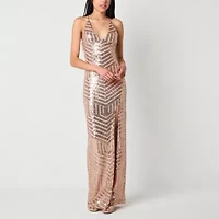 Radiante Couture Womens Sleeveless Sequin Juniors Bodycon Dress