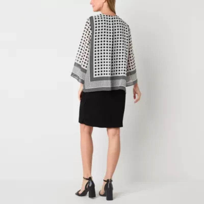 Studio 1 Womens Geometric Faux-Jacket Dress With Removable Necklace