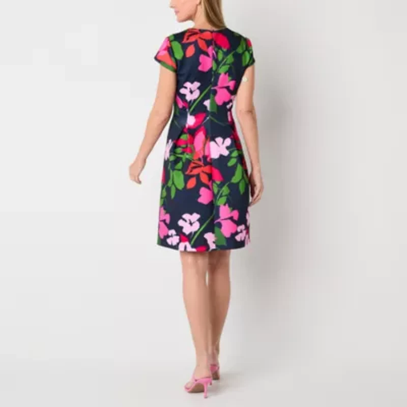 Willow Glenn Womens Short Sleeve Fit + Flare Dress