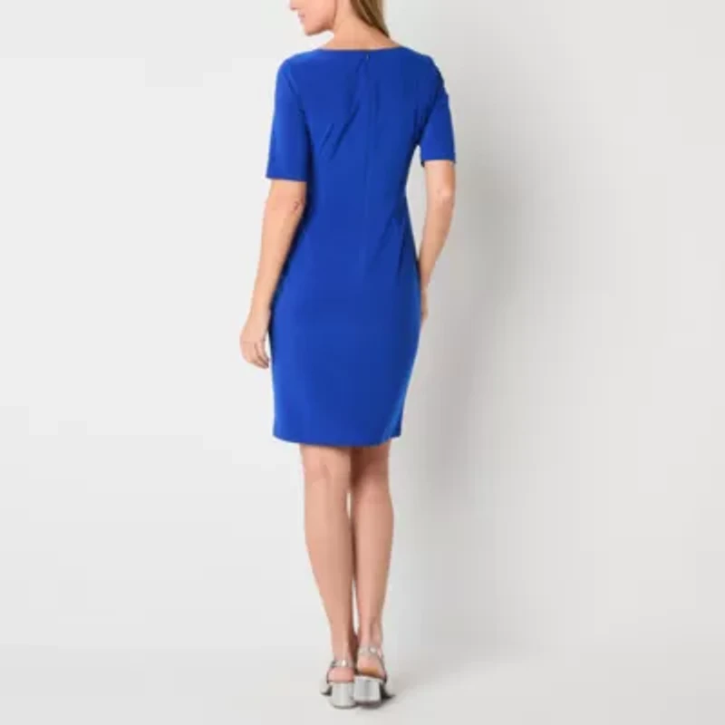 Jessica Howard Womens Elbow Sleeve Sheath Dress