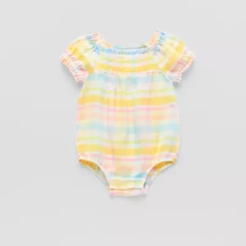 Okie Dokie Baby Girls Short Sleeve Plaid Romper