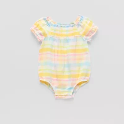 Okie Dokie Baby Girls Short Sleeve Plaid Romper