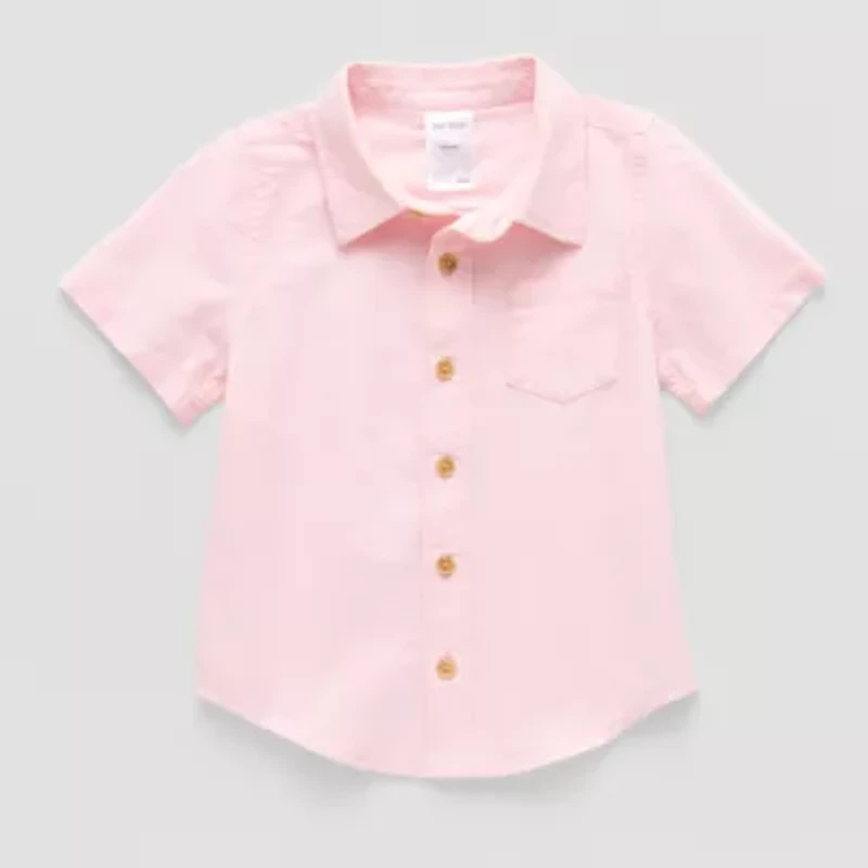 Okie Dokie Toddler & Little Boys Short Sleeve Regular Fit Button-Down Shirt