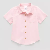 Okie Dokie Toddler & Little Boys Short Sleeve Regular Fit Button-Down Shirt