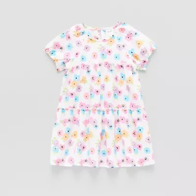 Okie Dokie Toddler & Little Girls Short Sleeve Fitted Sleeve A-Line Dress