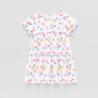 Okie Dokie Toddler & Little Girls Short Sleeve Fitted Sleeve A-Line Dress