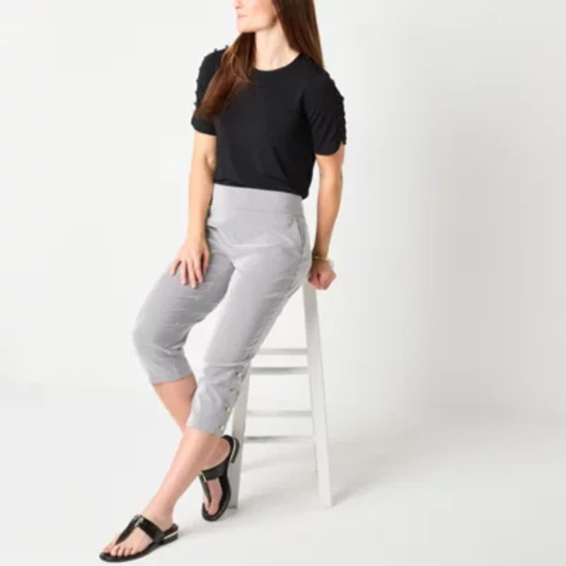 Liz Claiborne April Womens Stretch Fabric Slim Mid Rise Capri Pant
