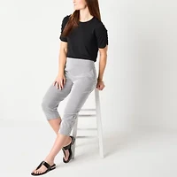Liz Claiborne April Womens Stretch Fabric Slim Mid Rise Capri Pant