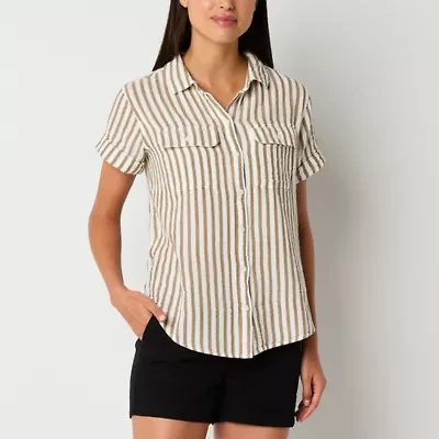 a.n.a Womens Short Sleeve Blouse