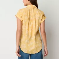 a.n.a Womens Easy-on + Easy-off Short Sleeve Drop Shoulder Sleeve Regular Fit Button-Down Shirt