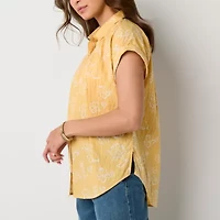 a.n.a Womens Easy-on + Easy-off Short Sleeve Drop Shoulder Sleeve Regular Fit Button-Down Shirt