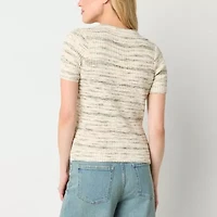 a.n.a Ribbed Womens Short Sleeve Pullover Sweater