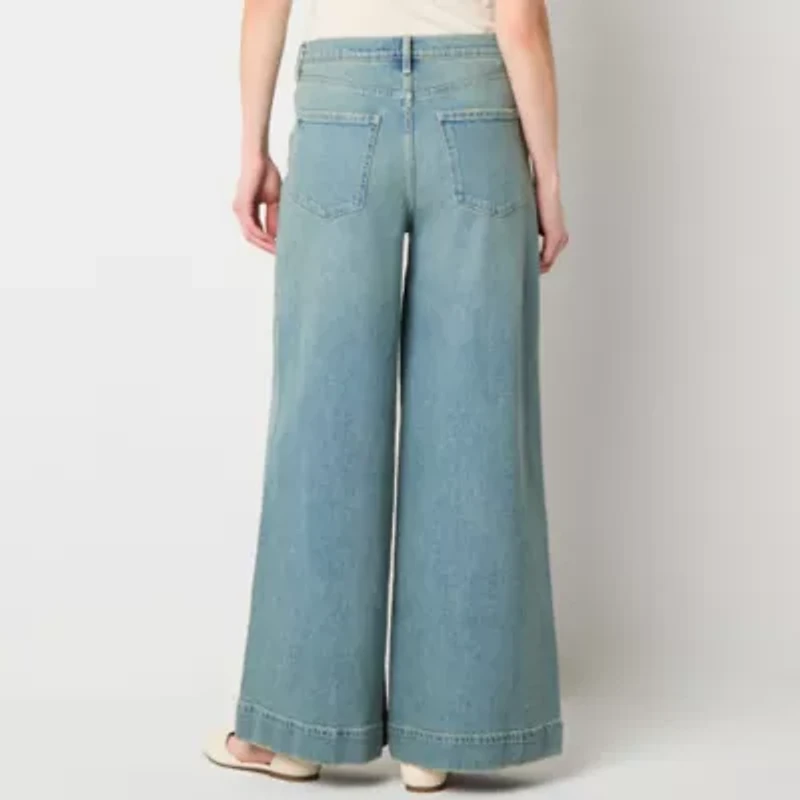 a.n.a Soft Drape Womens Low Rise Wide Leg Jean