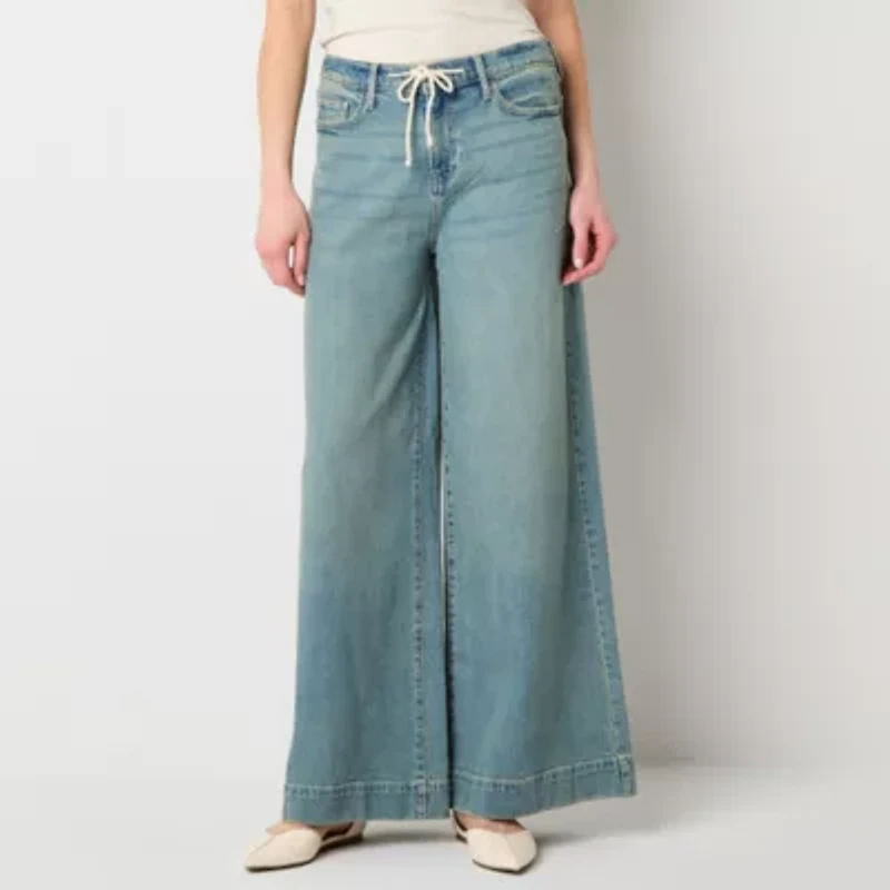 a.n.a Soft Drape Womens Low Rise Wide Leg Jean