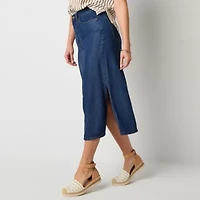 a.n.a Soft Drape Womens High Rise Midi Denim Skirt
