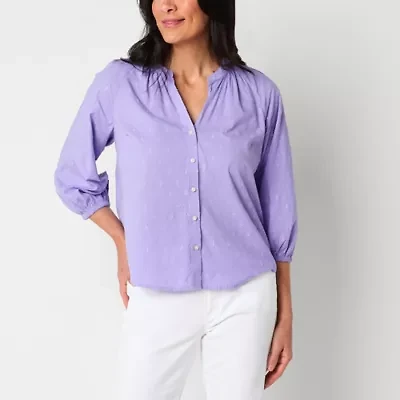 St. John's Bay Womens 3/4 Sleeve Blouse