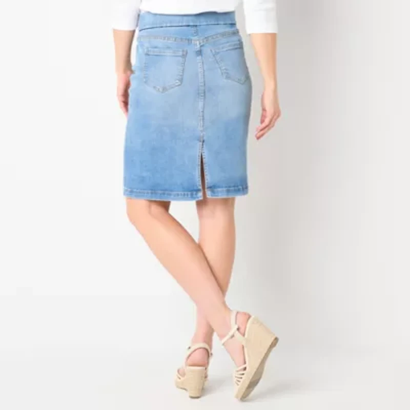 Liz Claiborne Womens Mid Rise Denim Skirt