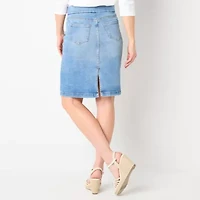 Liz Claiborne Womens Mid Rise Denim Skirt