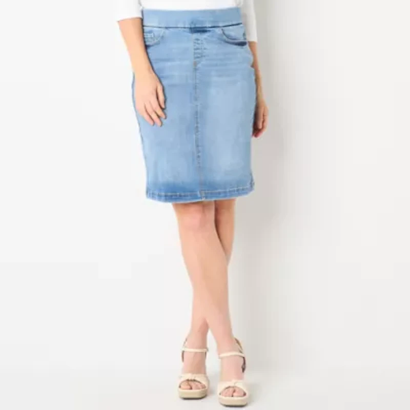 Liz Claiborne Womens Mid Rise Denim Skirt
