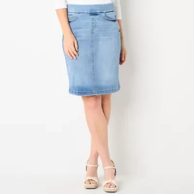 Liz Claiborne Womens Mid Rise Denim Skirt