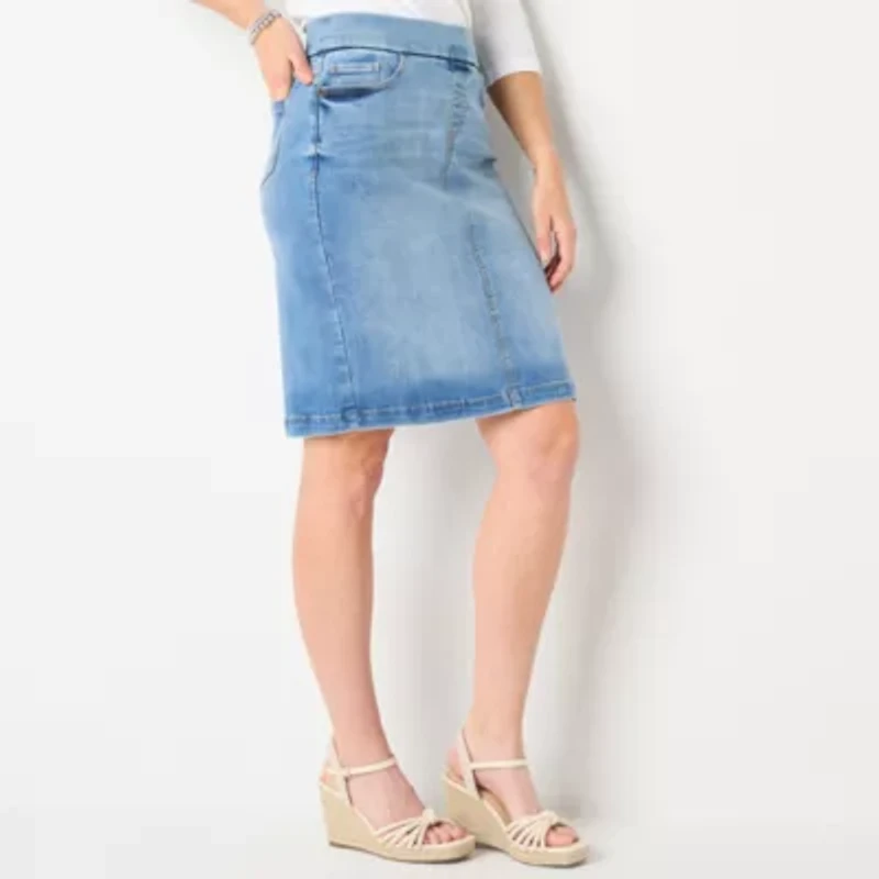 Liz Claiborne Womens Mid Rise Denim Skirt