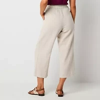 Liz Claiborne Womens Wide Leg Mid Rise Pull-On Pant