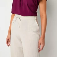 Liz Claiborne Womens Wide Leg Mid Rise Pull-On Pant