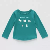 Okie Dokie Toddler & Little Girls Round Neck Long Sleeve Graphic T-Shirt